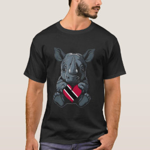Camiseta Bandeira de Trinidad e Tobago Hipopótamo Fofo Cora