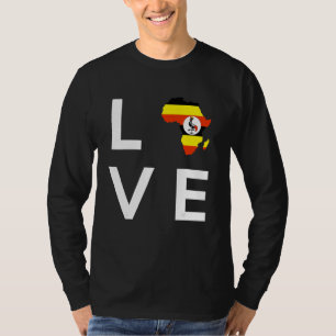 Camiseta Bandeira de Uganda Amor África Silhueta do Contine