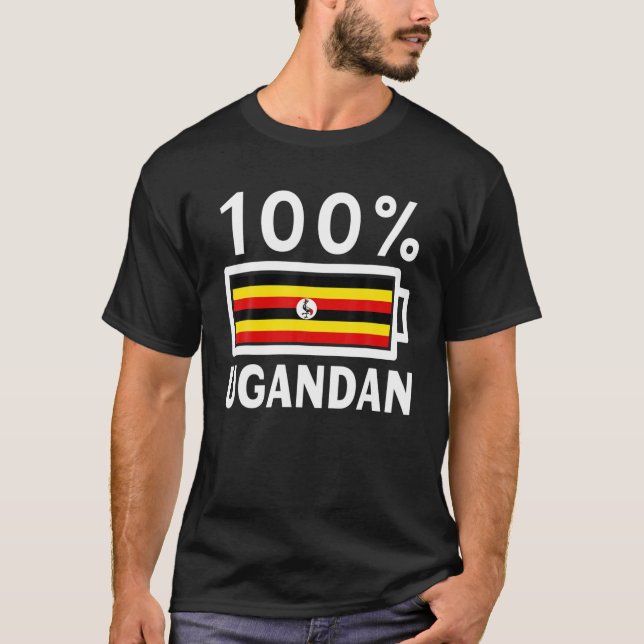 Camiseta Bandeira de Uganda T Mostra 100 Bateria Tee (Frente)