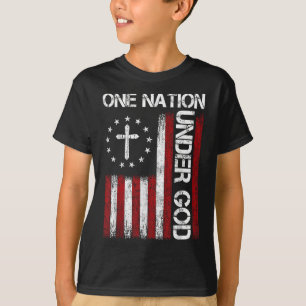 Camiseta Bandeira de Uma Nação Sob Deus 4 de Julho Patriota