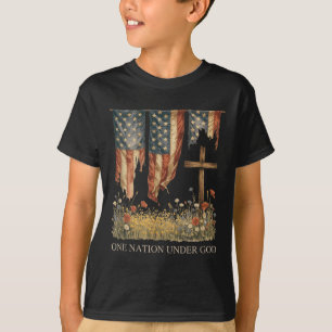 Camiseta Bandeira de Uma Nação Sob Deus 4 de Julho Patriota