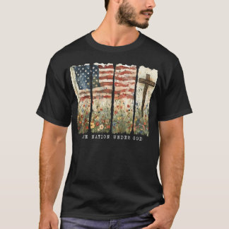 Camiseta Bandeira de Uma Nação Sob Deus 4 de Julho Patrióti