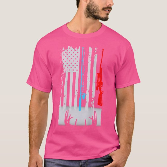 Camiseta Bandeira De Veado De Arrasto De Pesca (Nas Costas) (Frente)