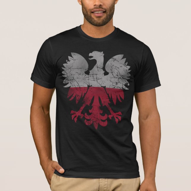 Camiseta Bandeira de Vintage da águia-branca Polônia (Frente)