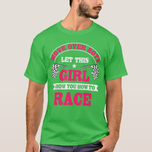Camiseta Bandeira de Xadrez de Corrida de Carro Feminino Mo