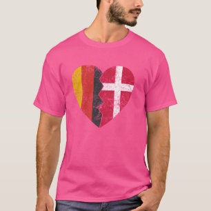 Camiseta Bandeira dinamarquesa alemã Heart Alemanha Dinamar