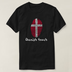 Camiseta Bandeira dinamarquesa da impressão digital do
