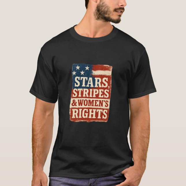 Camiseta Bandeira Distress com Estrelas, Listras e Direitos (Frente)