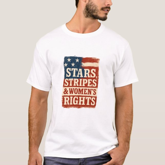 Camiseta Bandeira Distress com Estrelas, Listras e Direitos (Frente)