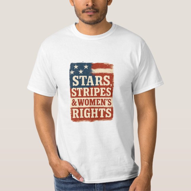 Camiseta Bandeira Distress com Estrelas, Listras e Direitos (Frente)