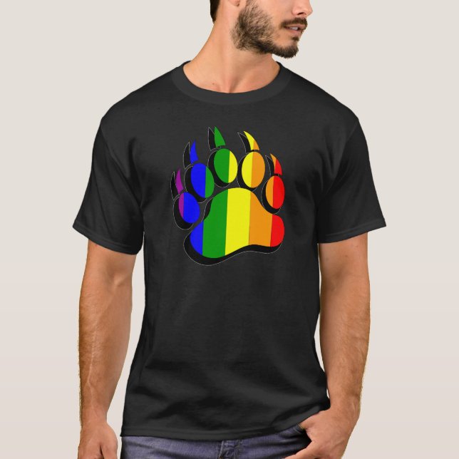 Camiseta Bandeira do arco-íris da pata do urso gay (Frente)