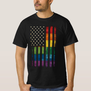 Camiseta Bandeira do Arco-íris Destruída Pride EUA América 