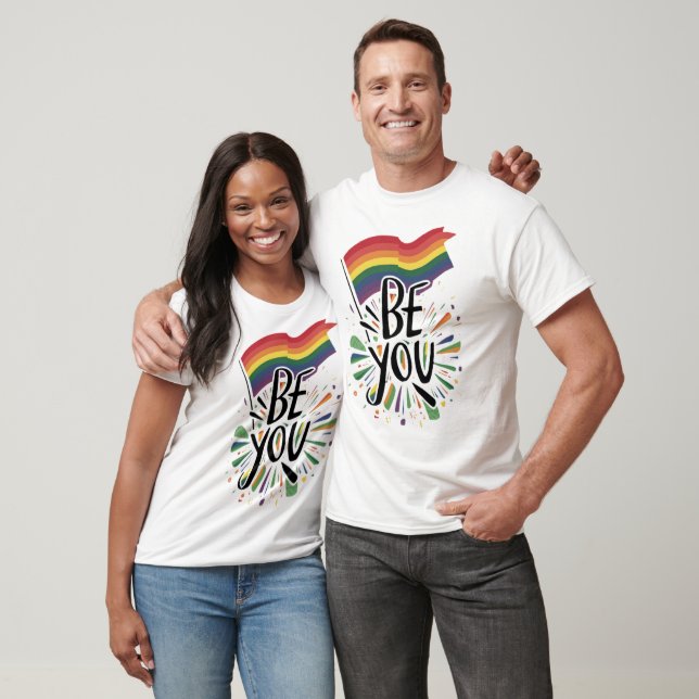 Camiseta Bandeira do arco-íris do Orgulho Gay Seja você (Unissex)