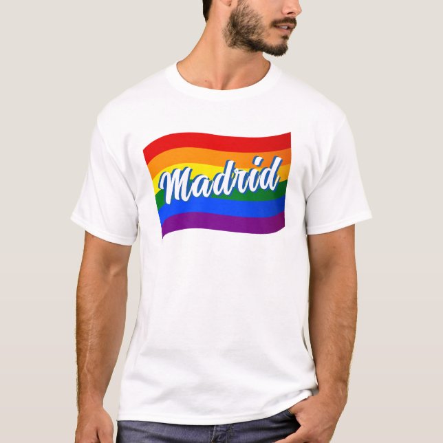 Camiseta Bandeira do arco-íris Espanha Orgulho gay LGBTQ (Frente)