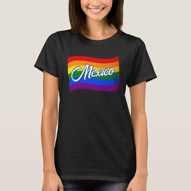 Camiseta Bandeira do arco-íris México orgulho gay mexicano  (Frente)