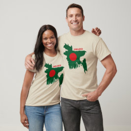 Camiseta Bandeira do Bangladesh no Mapa do País