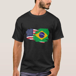 Camiseta Bandeira do Brasil com metade da americana