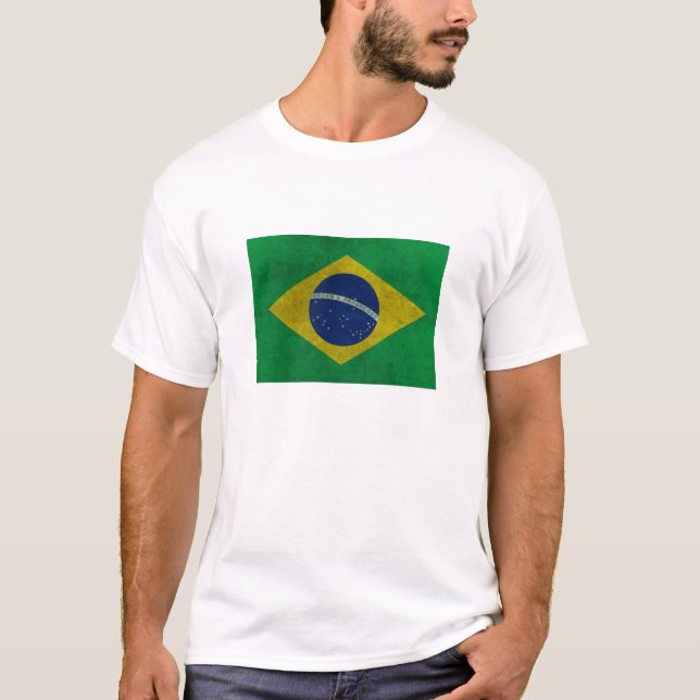 Camiseta Bandeira do Brasil Estilo Envelhecida (Frente)