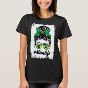 Camiseta Bandeira do Brasil Mãe Brasileira Coque Desarrumad