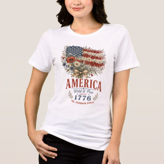 Camiseta Bandeira do Buquê Floral Vintage América Selvagem