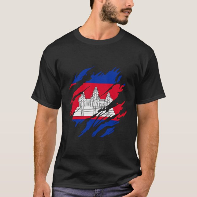 Camiseta Bandeira do Camboja (Frente)