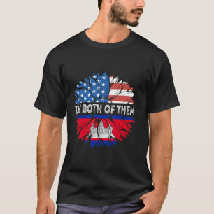 Camiseta Bandeira do Camboja EUA Girassol Eu Sou Ambos Camb