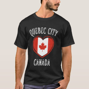 Camiseta Bandeira do Canadá Coração Cidade de Quebec Cidade