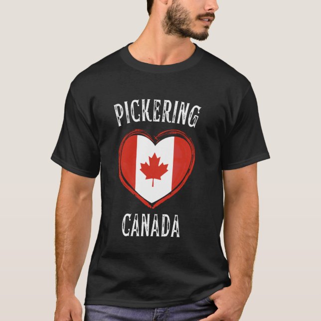 Camiseta Bandeira do Canadá Coração Pickering Cidade (Frente)