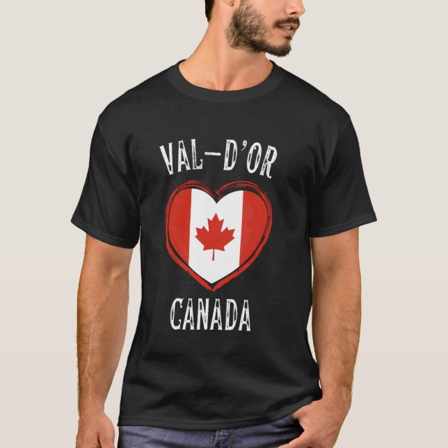 Camiseta Bandeira do Canadá Coração Val du2019Or Cidade (Frente)