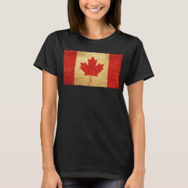 Camiseta Bandeira do Canadá Design Vintage Feminino Preto