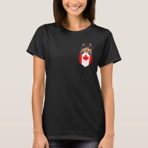 Camiseta Bandeira do Canadá Finnish Lapphund Cachorro no Bo