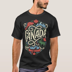 Camiseta bandeira do Canadá folha de bordo canadense ao ar