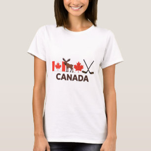 Camiseta Bandeira do Canadá Folha de Bordo Canadense Cervo
