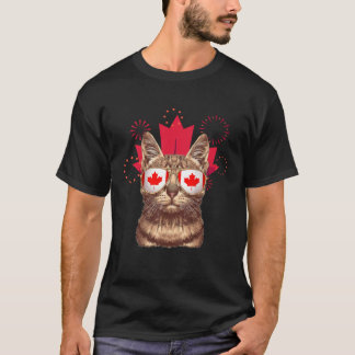 Camiseta Bandeira do Canadá  Óculos de Gato Bandeira Canade