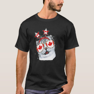 Camiseta Bandeira do Canadá País Gato Canadense Óculos de S