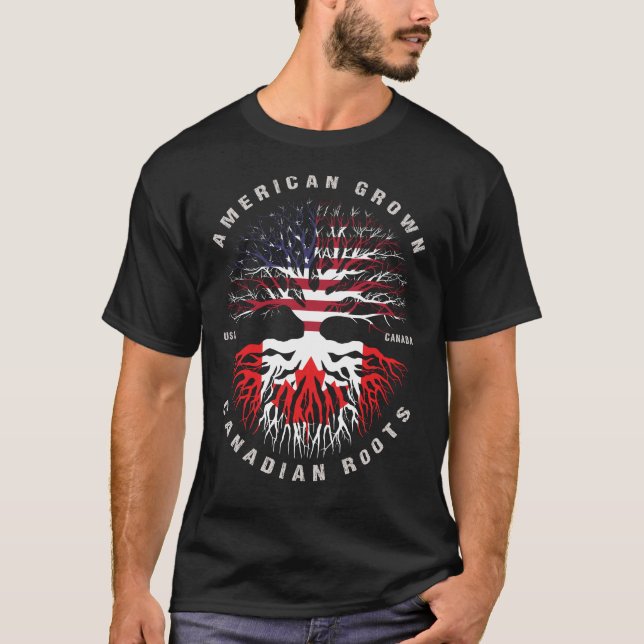 Camiseta Bandeira do CANADÁ - Raízes Canadenses Crescentes (Frente)