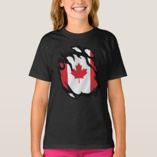 Camiseta Bandeira do Canadá Rasgada