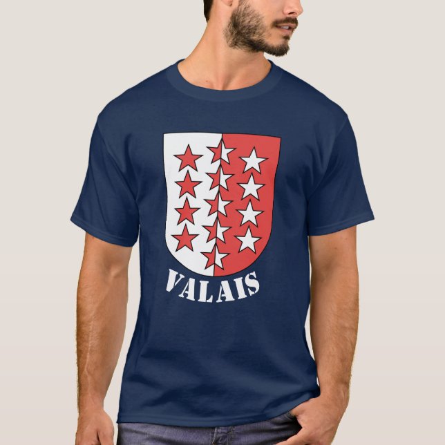 Camiseta Bandeira do Cantão de Valais, Suiça (Frente)
