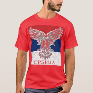 Camiseta Bandeira do Casaco de Armas Sérvio Eagle