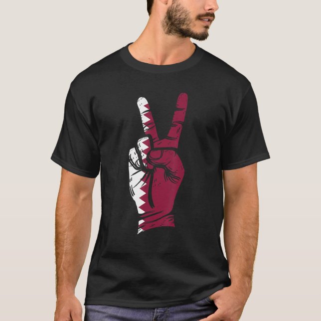 Camiseta Bandeira do Catar Sinal de Paz (Frente)