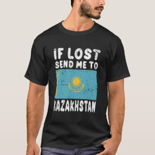 Camiseta Bandeira do Cazaquistão Se Perdida Me Envie para o
