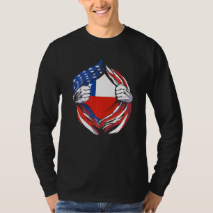 Camiseta Bandeira do Chile Americano Orgulhoso da Minha Her