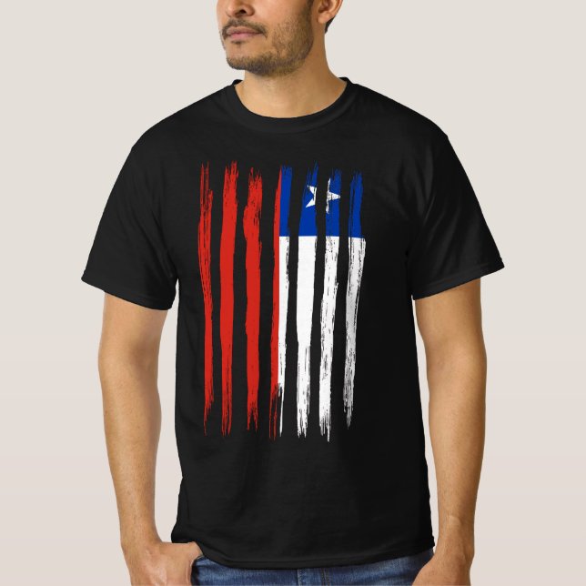 Camiseta Bandeira do Chile com tinta de pincel isolada (Frente)