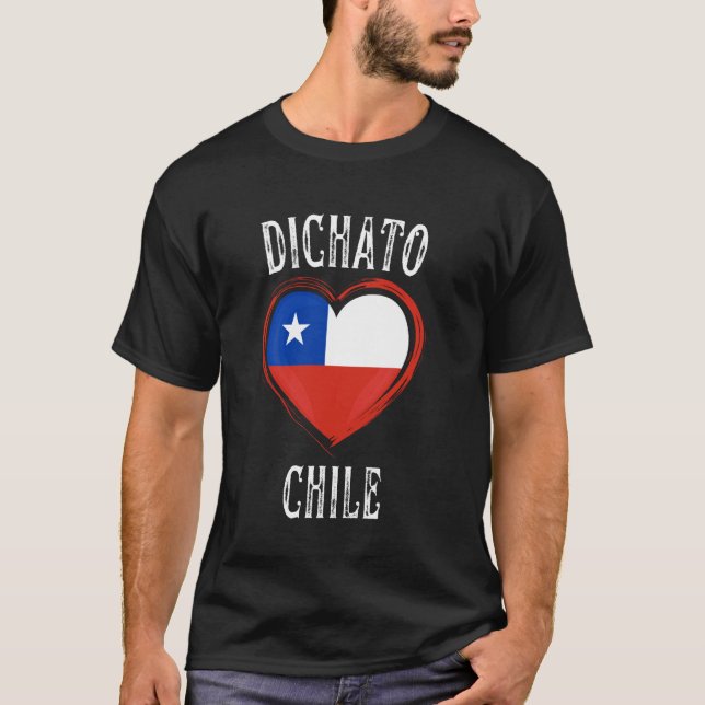 Camiseta Bandeira do Chile Coração Cidade de Dichato (Frente)
