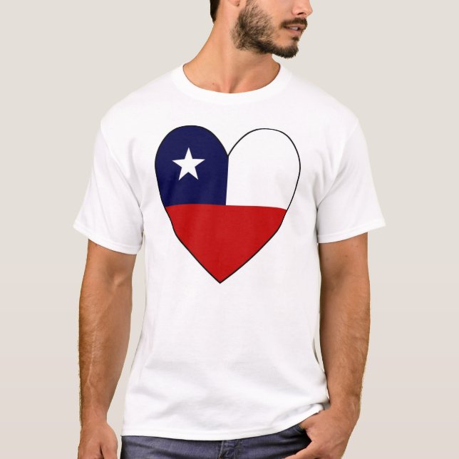 Camiseta Bandeira do Chile em forma de coração (Frente)