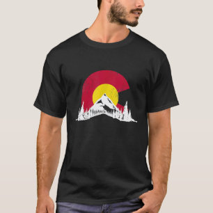 Camiseta Bandeira do Colorado Montanhas Esqui Caminhada Aca