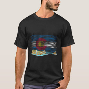 Camiseta Bandeira do Colorado Truta Marrom Fly Fishing Pesc
