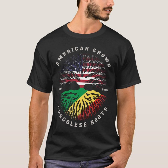 Camiseta Bandeira do Congo, Raízes Congolesas Cultivadas Am (Frente)