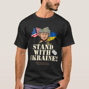 Camiseta Bandeira do Contorno da Ucrânia EUA Zelensky Dog T