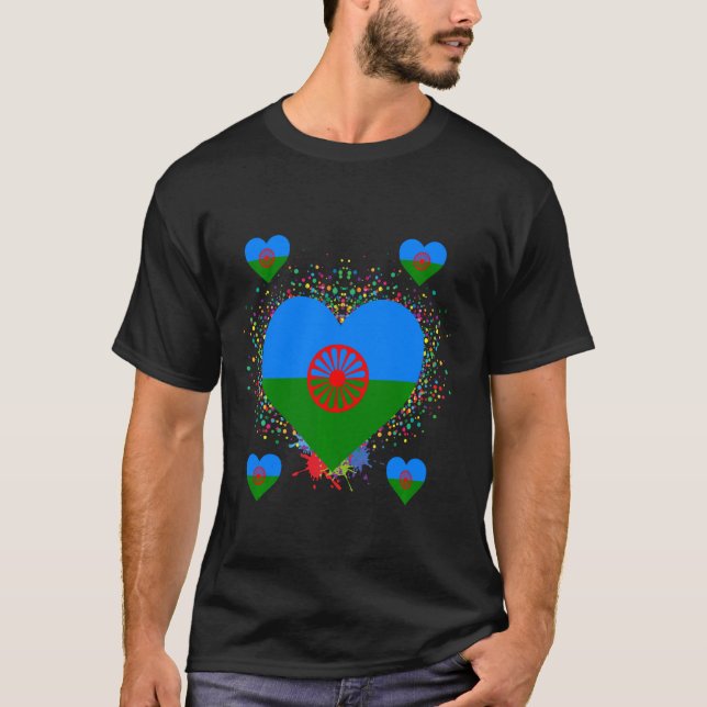 Camiseta Bandeira do Coração da Gitana - International Roma (Frente)